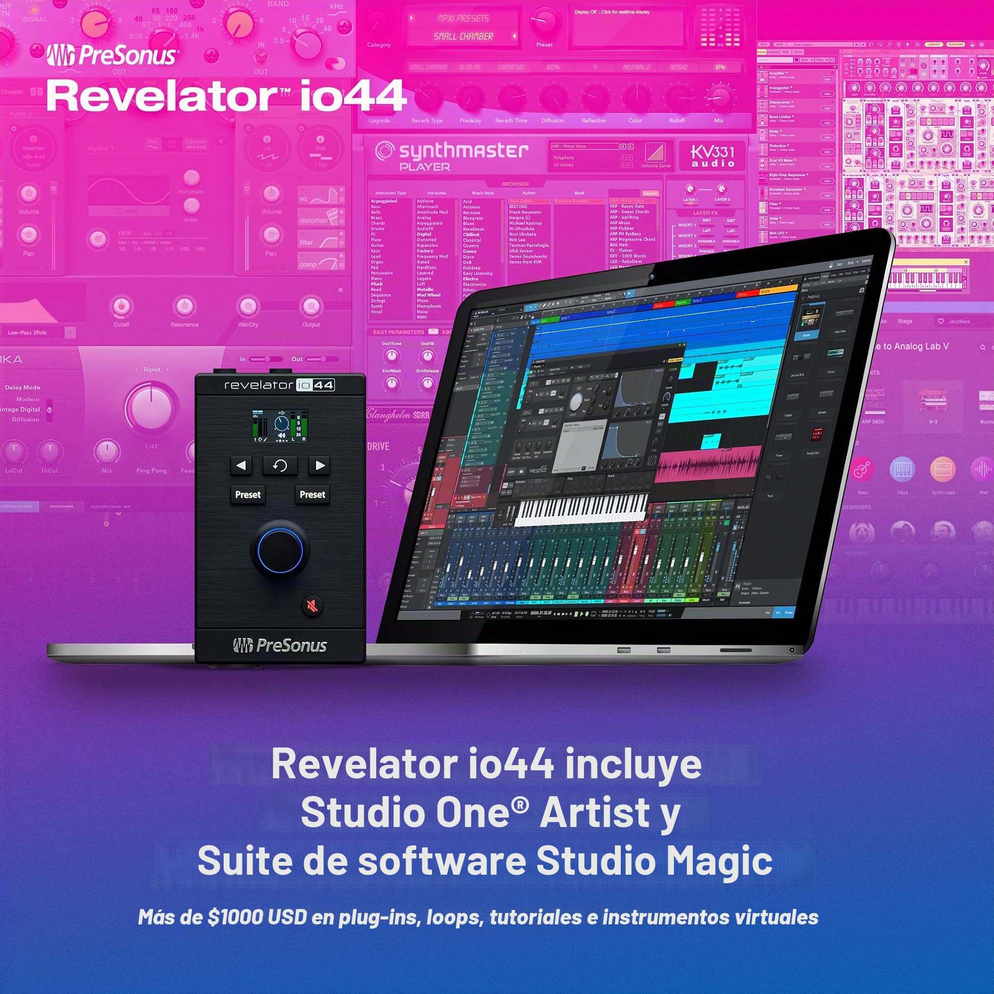 Amazon.com: PreSonus Revelator io44 USB-C Interfaz de Audio para